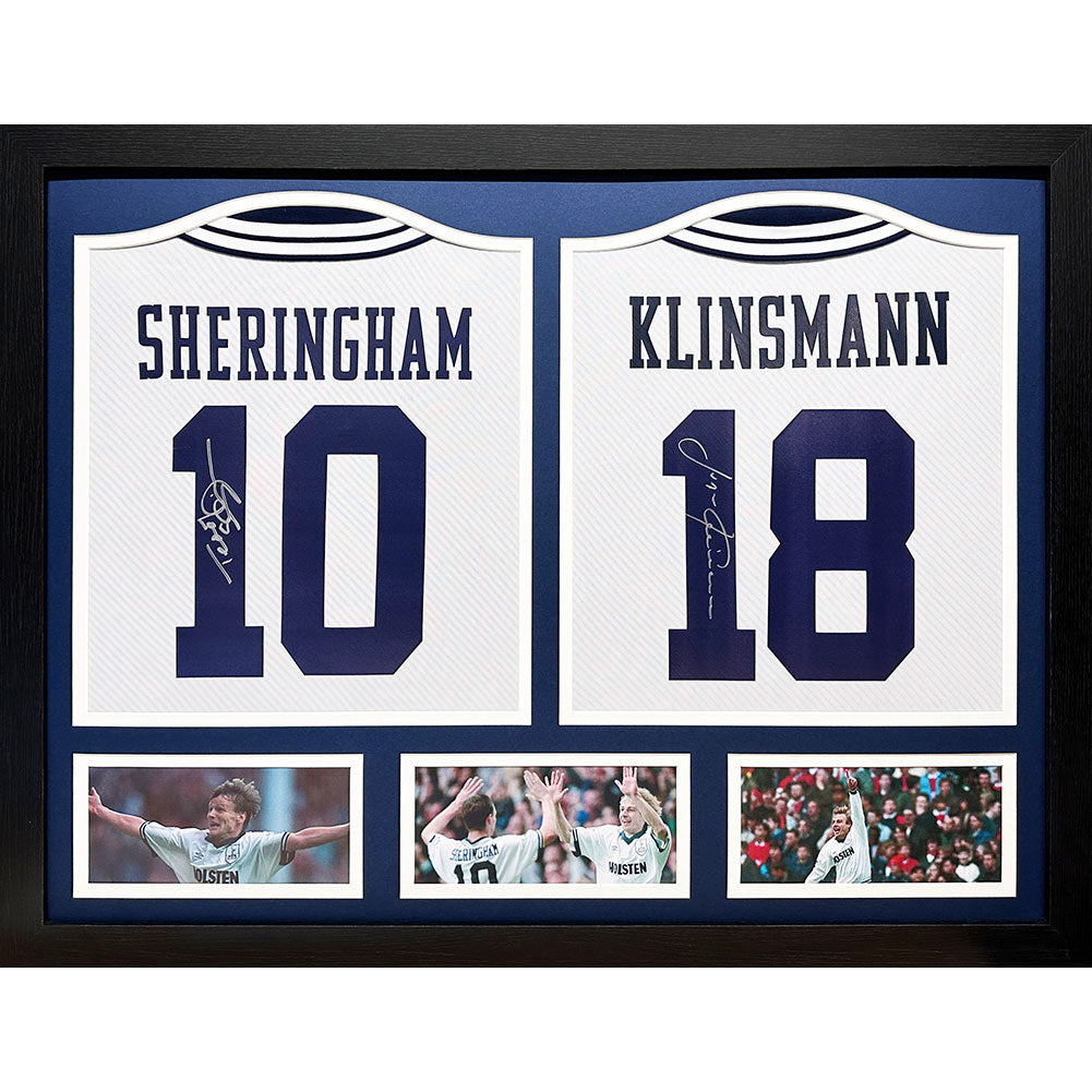 Tottenham Hotspur 1994 Klinsmann & Sheringham Signed Shirts (Dual Framed)