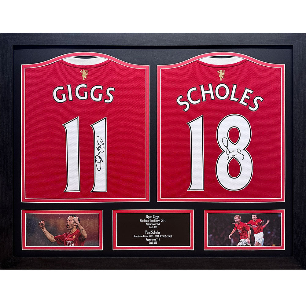 Manchester United Giggs & Scholes Signed Shirts (Dual Framed)