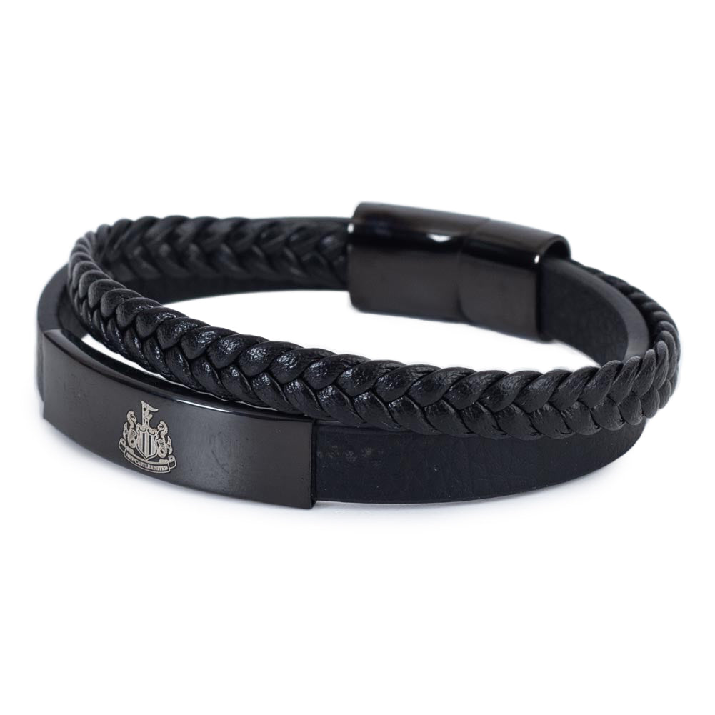 Newcastle United Black IP Leather Bracelet