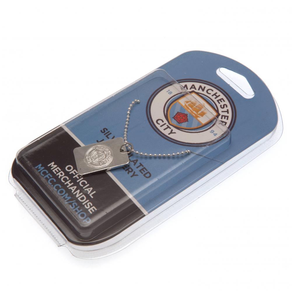 Manchester City Silver Plated Dog Tag & Chain