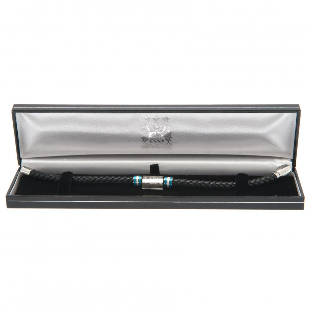 Manchester City Colour Ring Leather Bracelet