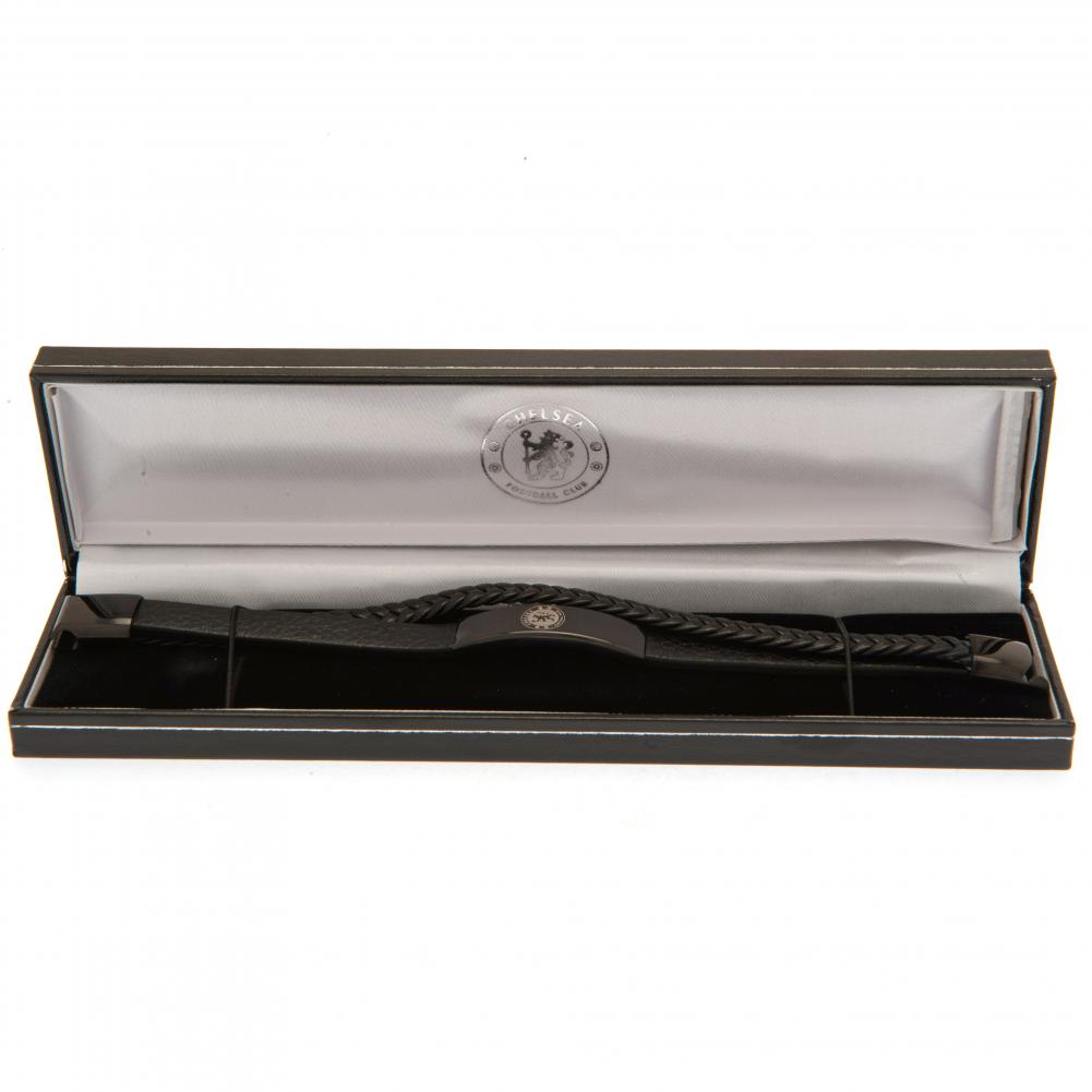 Chelsea Black IP Leather Bracelet