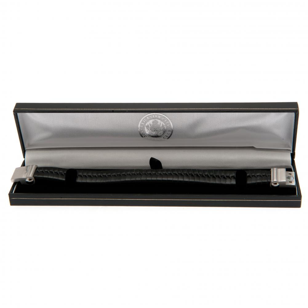 Leicester City Single Plait Leather Bracelet