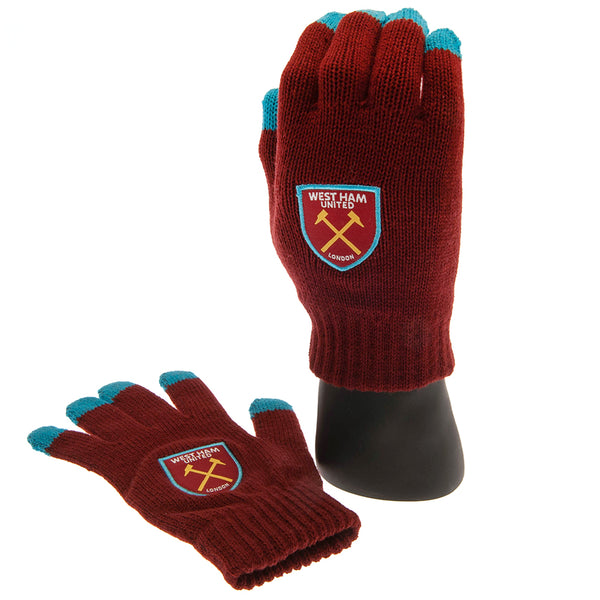 West Ham United Touchscreen Knitted Gloves Junior