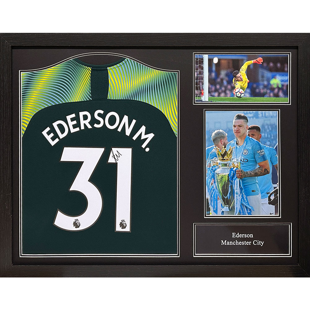 Manchester City Ederson Signed Shirt (Framed)