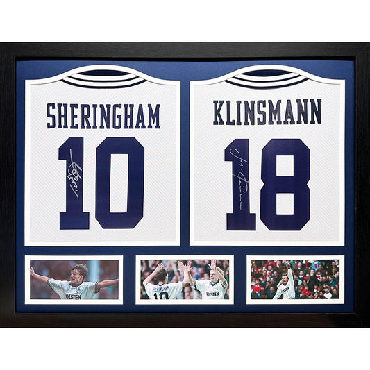 Tottenham Hotspur 1994 Klinsmann & Sheringham Signed Shirts (Dual Framed)