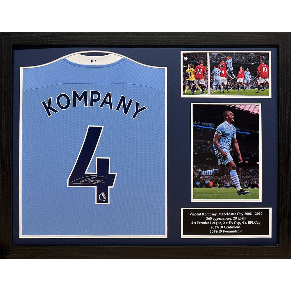 Manchester City Kompany Signed Shirt (Framed)