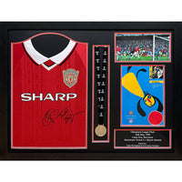 Manchester United 1999 Solskjaer & Sheringham Signed Shirt & Medal (Framed)