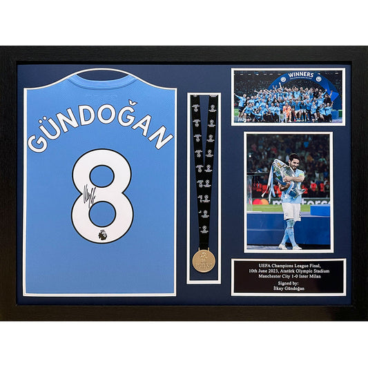 Manchester City Gundogan Signed Shirt & Medal (Framed)