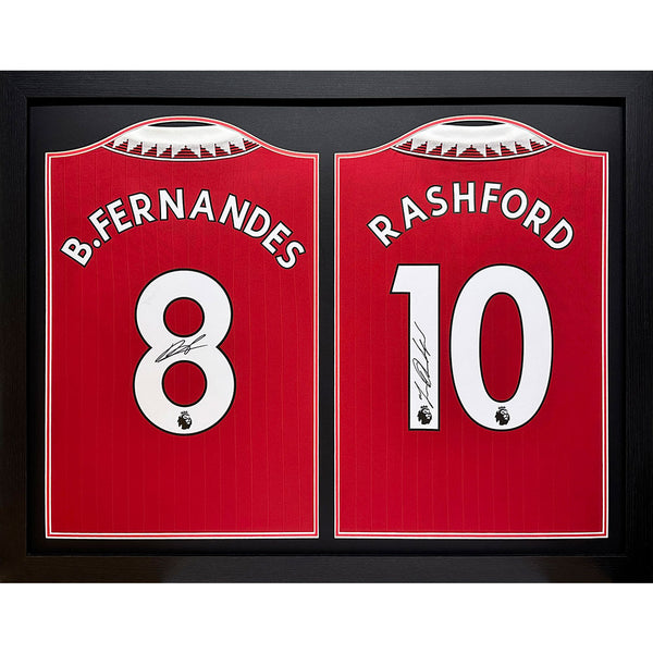 Manchester United Bruno Fernandes & Rashford Signed Shirts (Dual Framed)