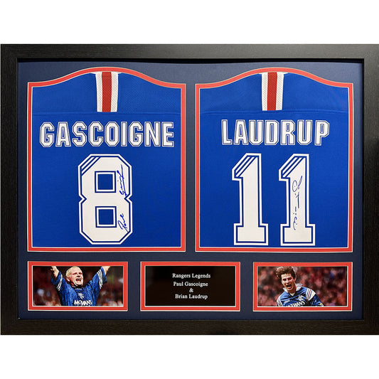 Rangers Laudrup & Gascoigne Signed Shirts (Dual Framed)