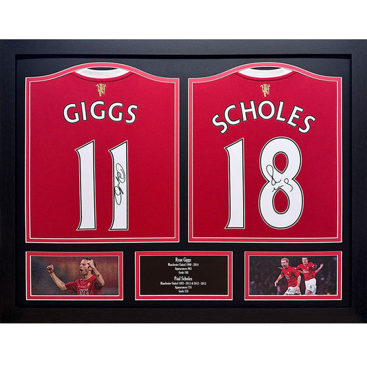 Manchester United Giggs & Scholes Signed Shirts (Dual Framed)