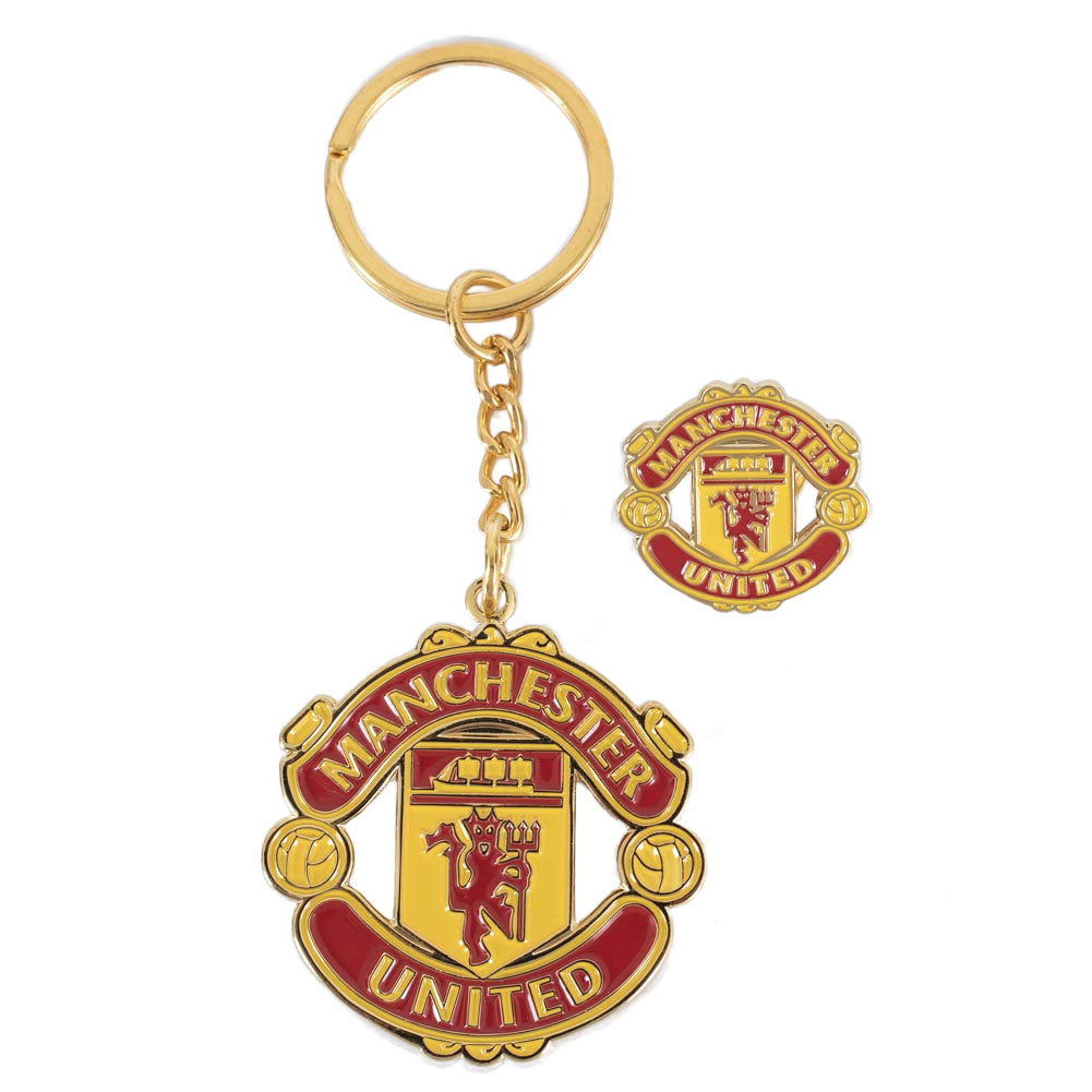 Manchester United Keyring & Badge Set