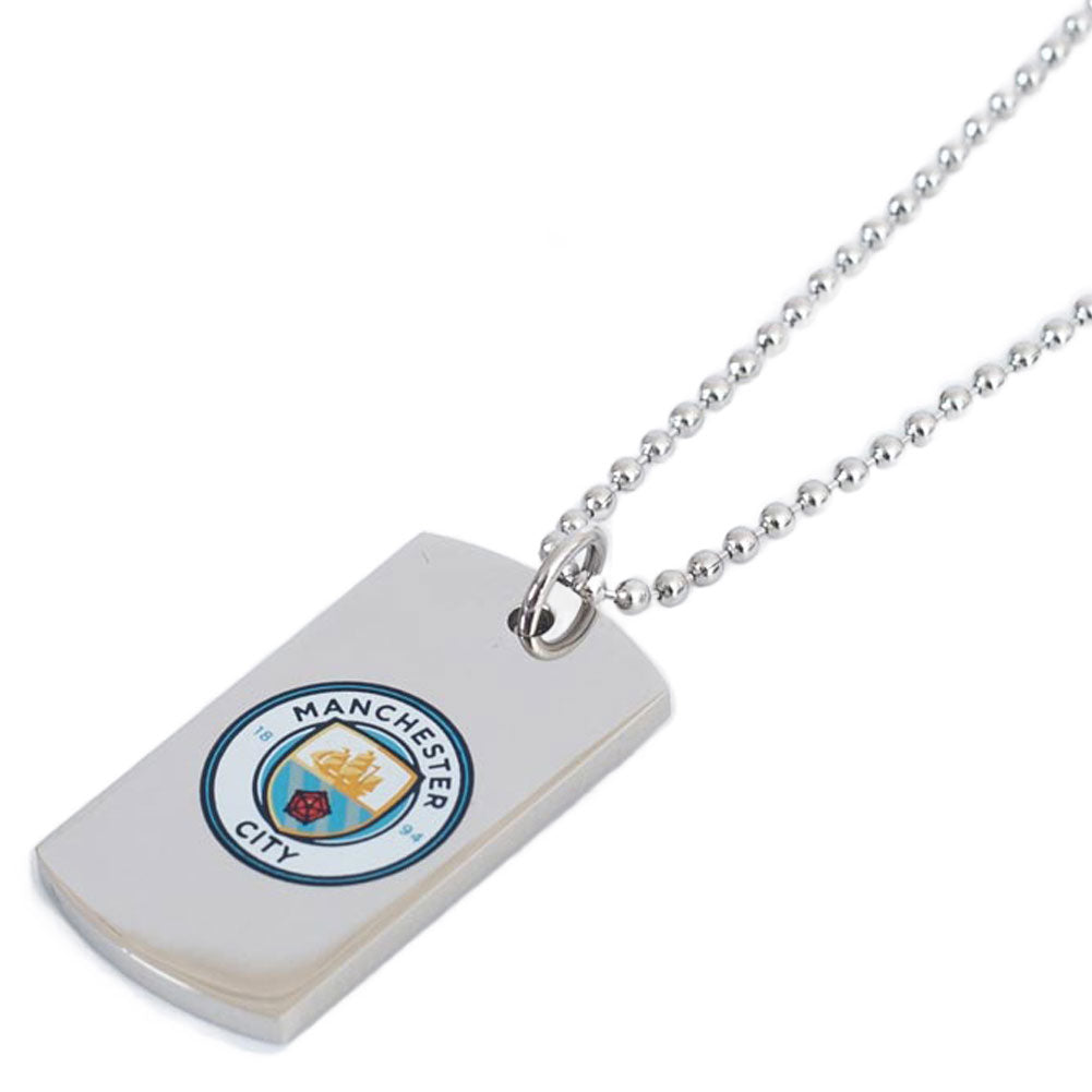 Manchester City Colour Crest Dog Tag & Chain