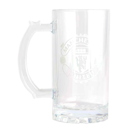 Manchester United Mono Crest Stein Glass Tankard