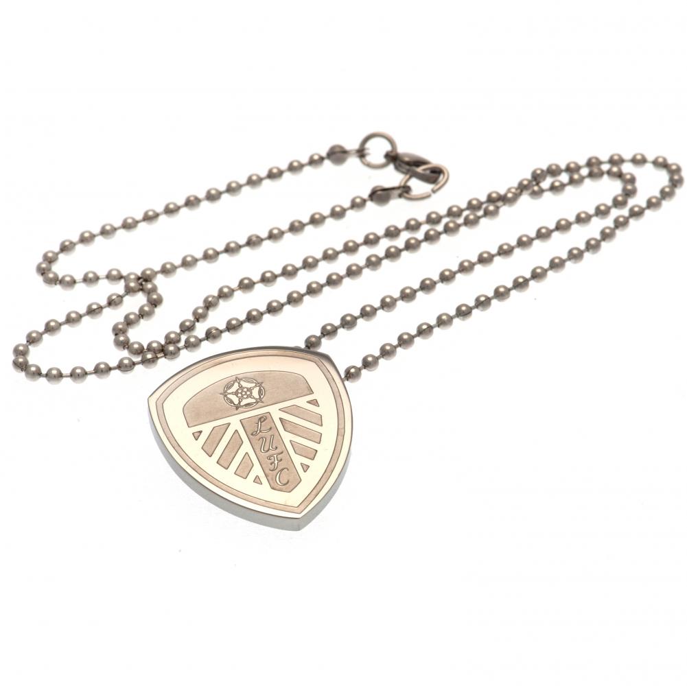 Leeds United Stainless Steel Pendant &amp; Chain LG