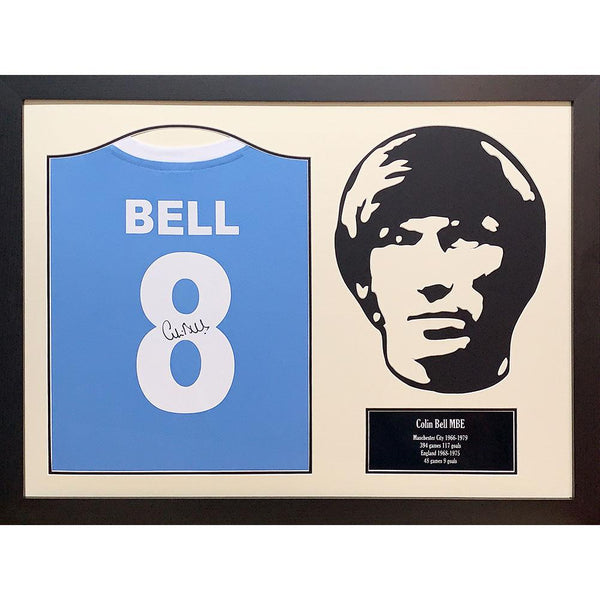 Manchester City Bell Signed Shirt Silhouette