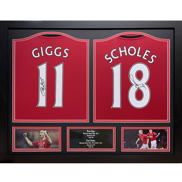 Manchester United Giggs &amp; Scholes Signed Shirts (Dual Framed)