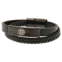 Celtic Black IP Leather Bracelet