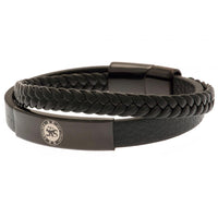Chelsea Black IP Leather Bracelet