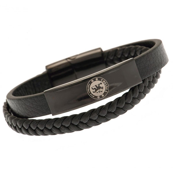 Chelsea Black IP Leather Bracelet