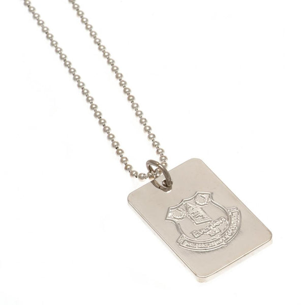 Everton Silver Plated Dog Tag &amp; Chain