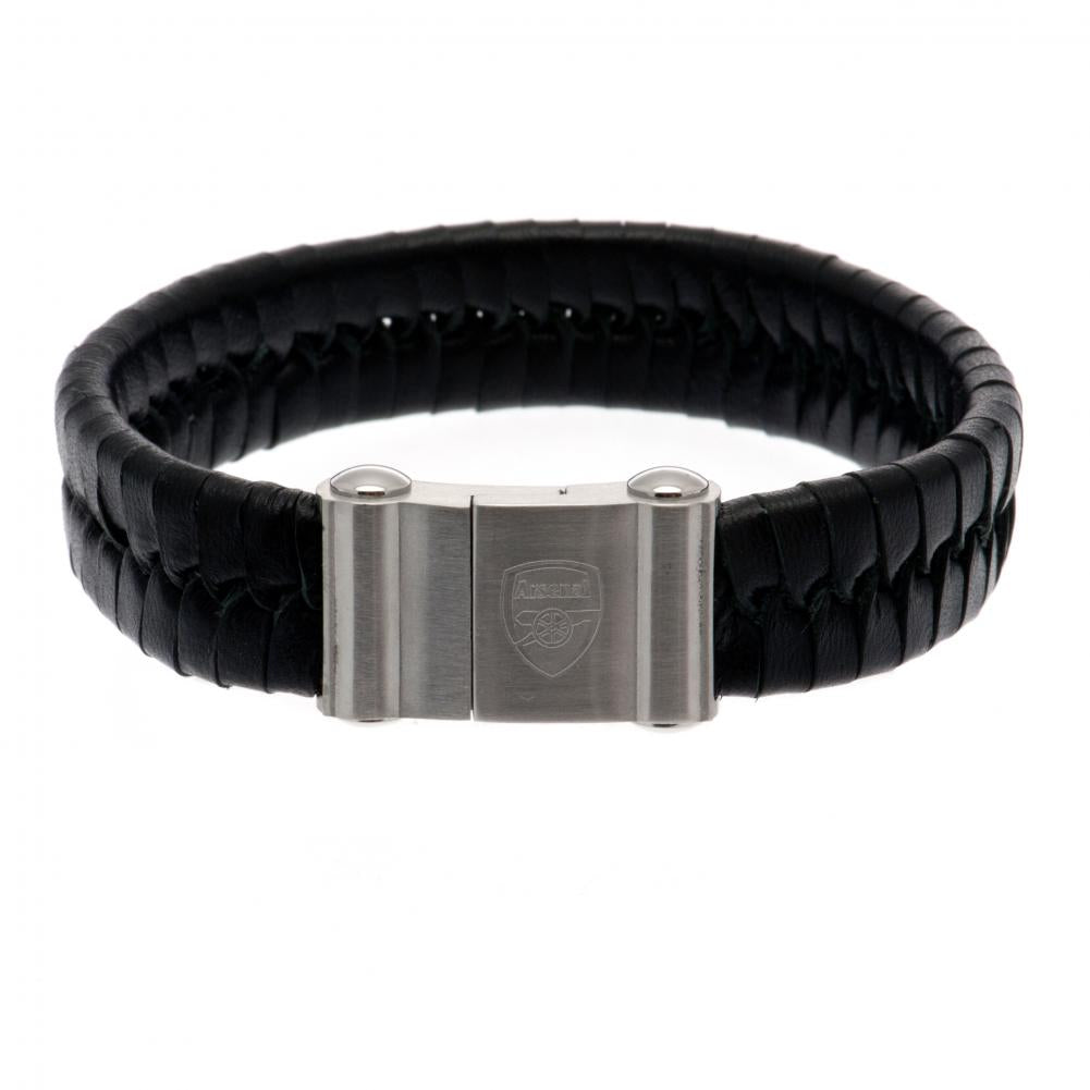 Arsenal Single Plait Leather Bracelet