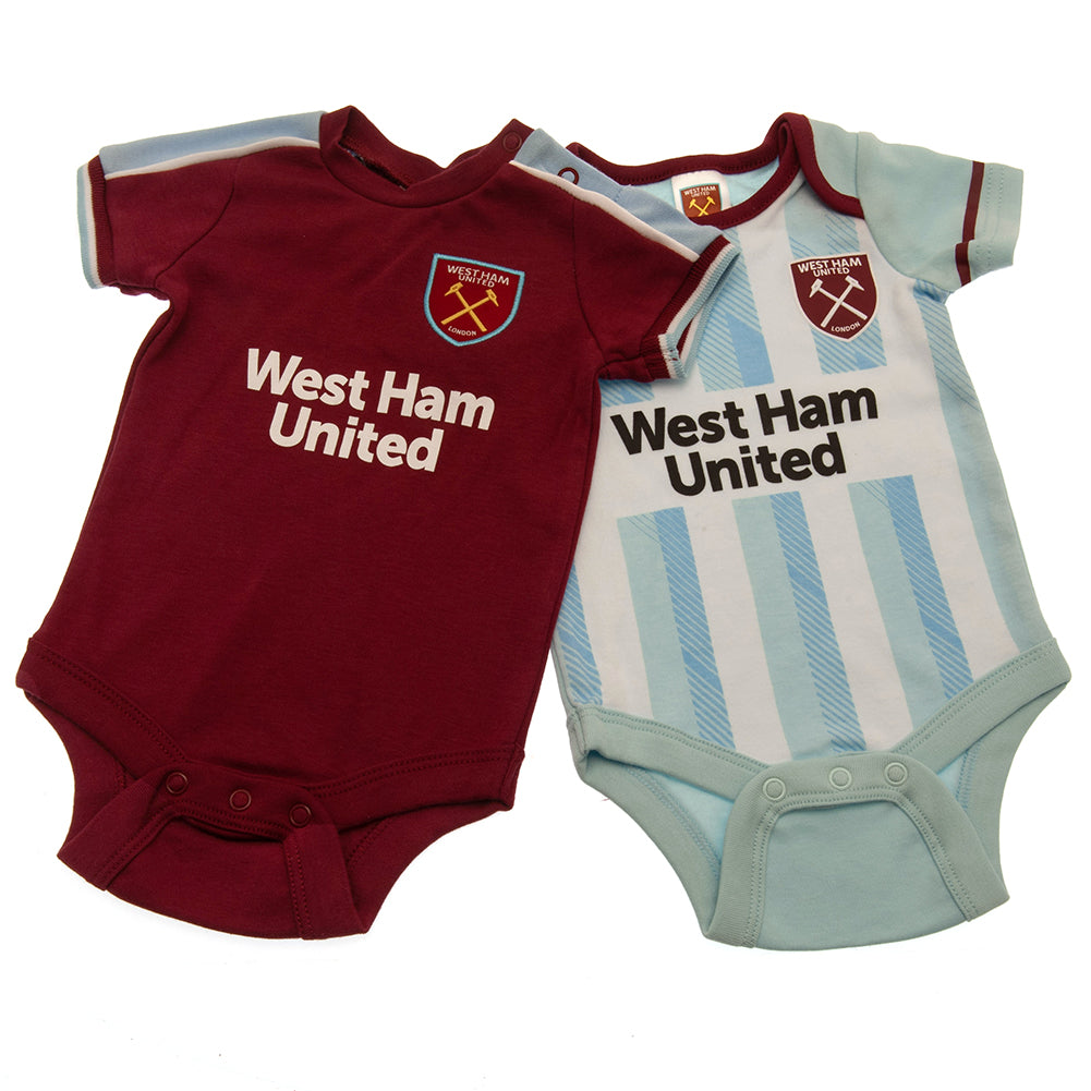 West Ham United 2 Pack Bodysuit 6-9 Mths CS