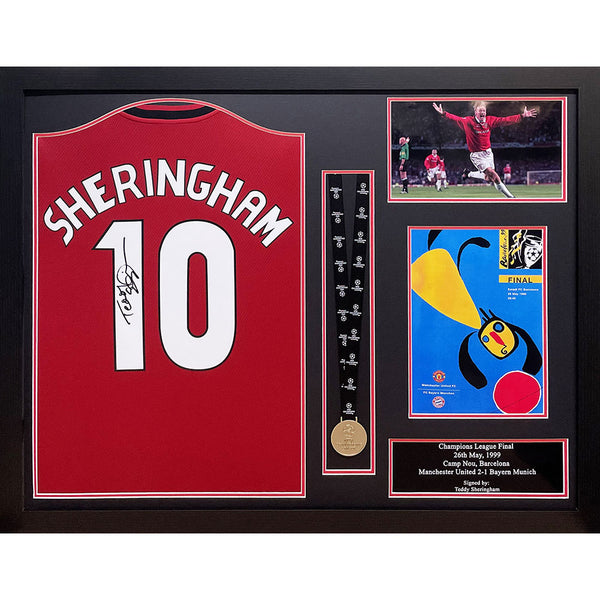 Manchester United Sheringham Signed Shirt & Medal (Framed)