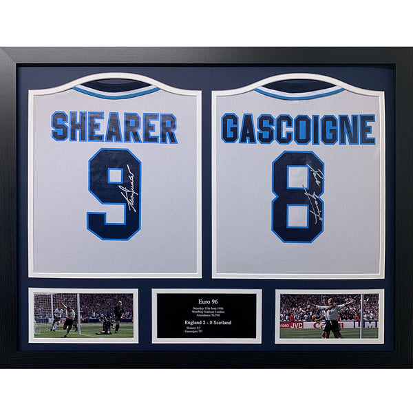 England FA 1996 Shearer & Gascoigne Signed Shirts (Dual Framed)
